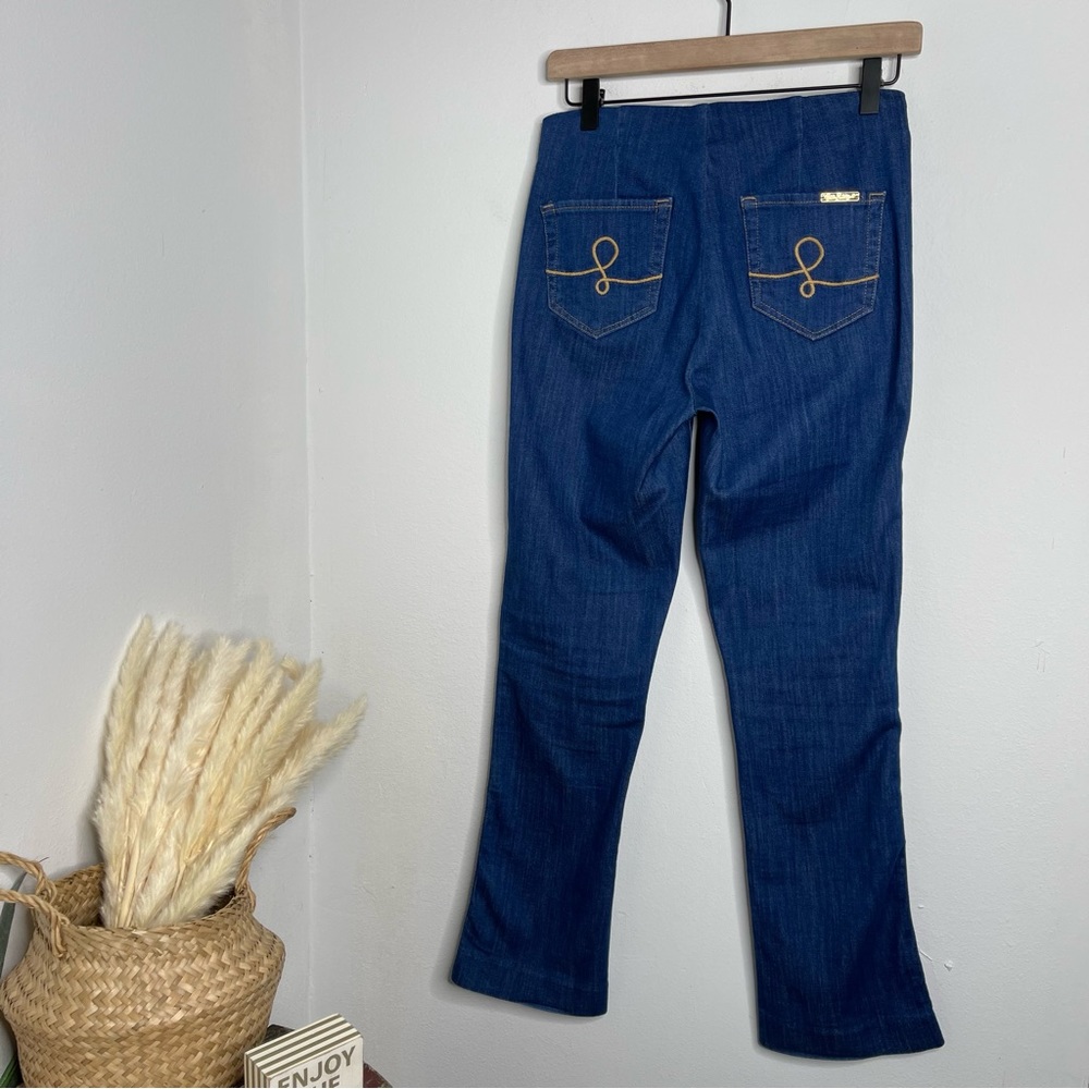 Lilly Pulitzer Ocean Cay High Rise Crop Flare Jeans Size 4 Retro 70’s - Picture 5 of 16
